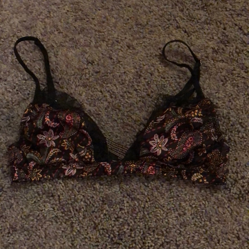 victoria secret lace trim silk bralette